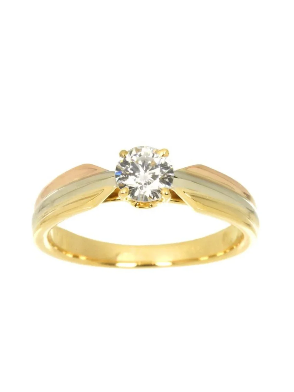 Cartier Trinity Solitaire Diamond VS 47 Ring 18k YG WG PG Triple Strand